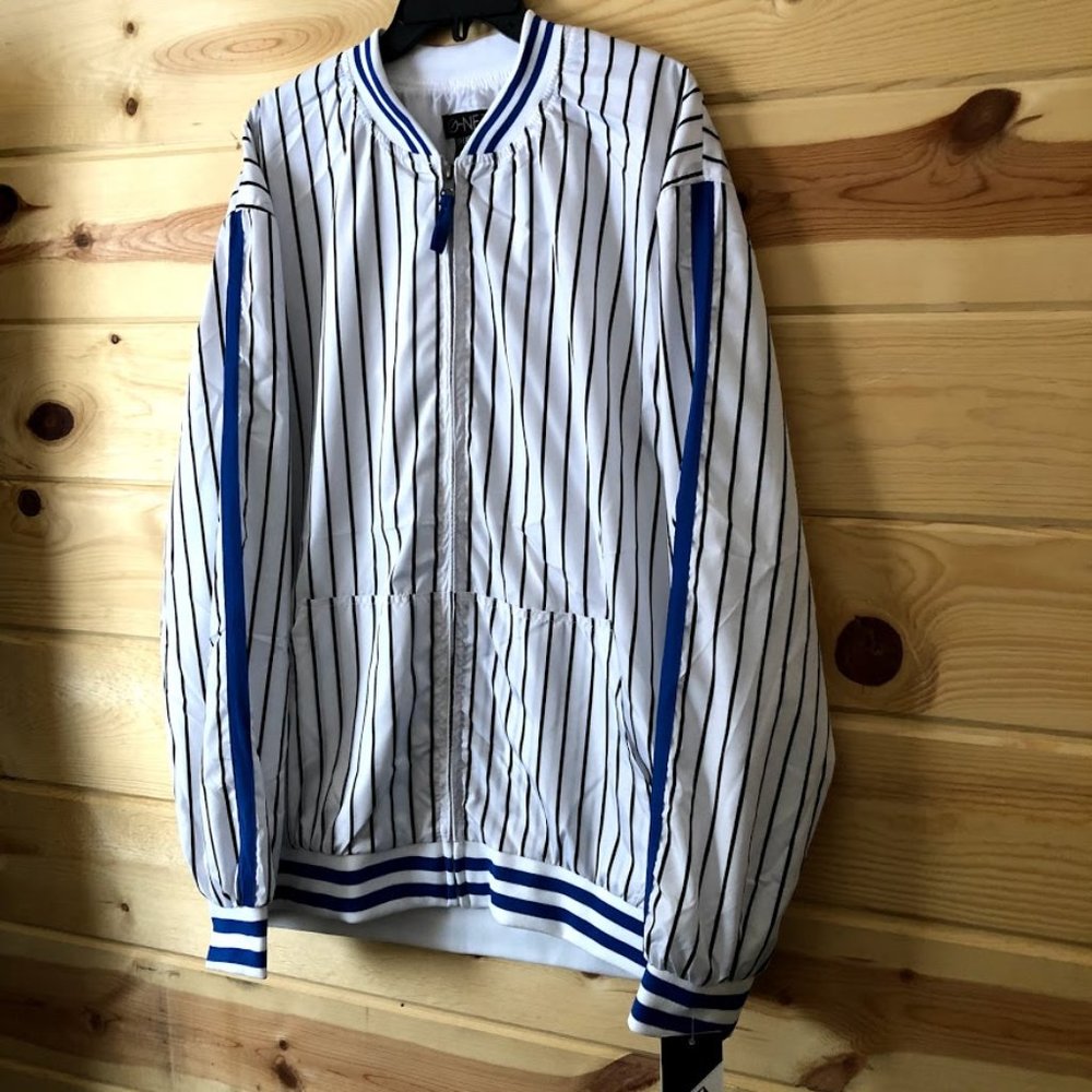 NWT Mens thin striped design bomber jacket Sz3xl